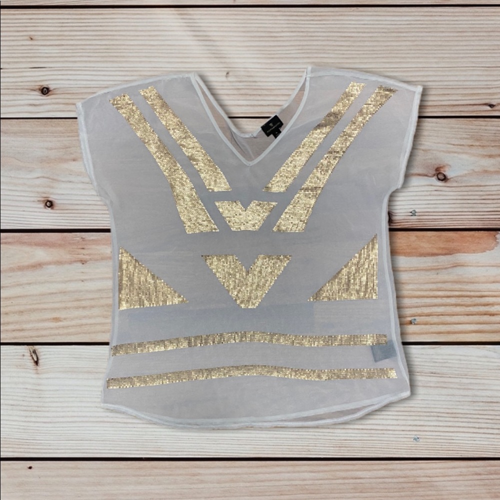 🌸Worthington Sheer Cap Sleeve Top Size Large - Picture 5 of 5